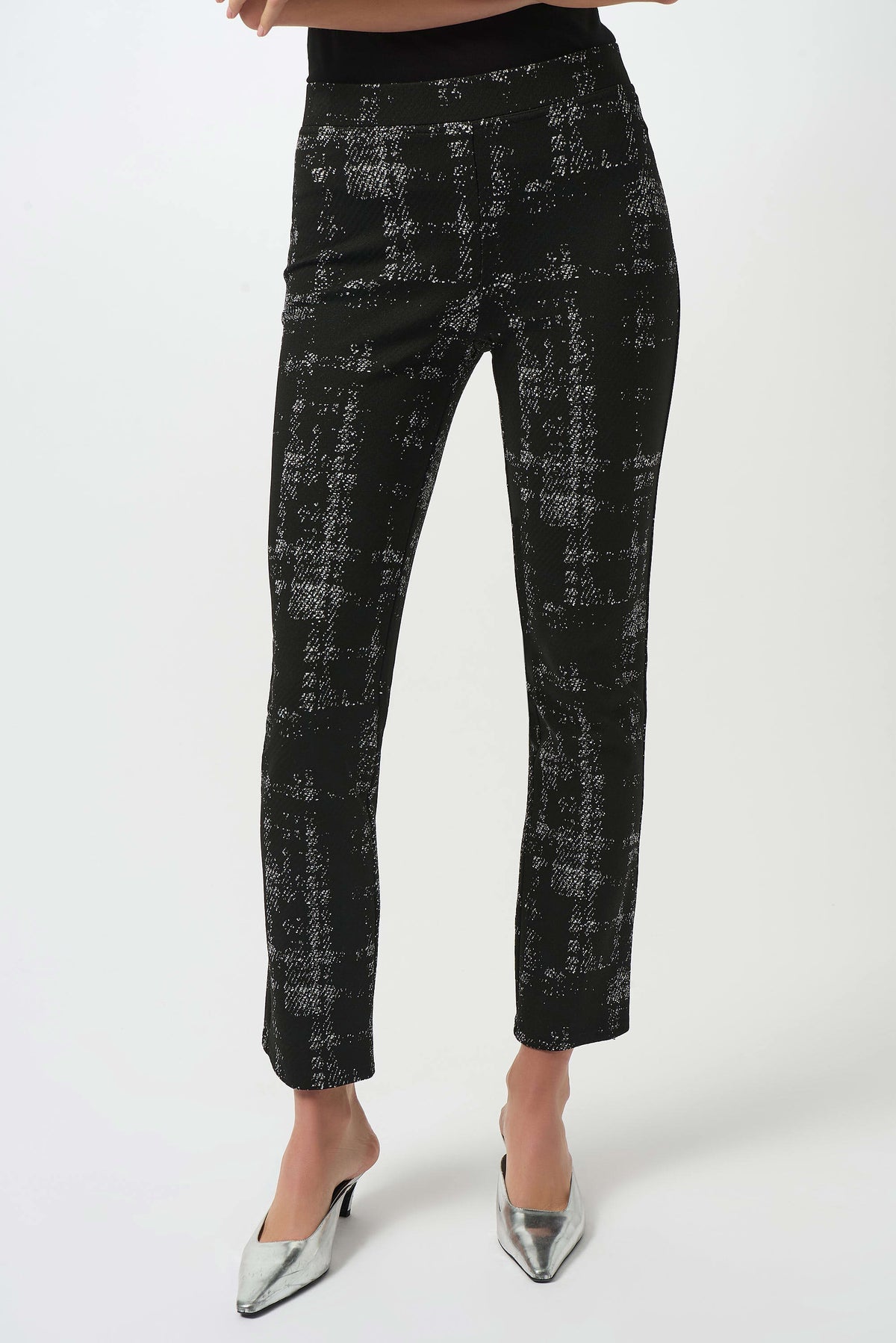 Jacquard Sweater Plaid Print Pull-On Pants