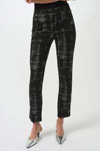 Jacquard Sweater Plaid Print Pull-On Pants