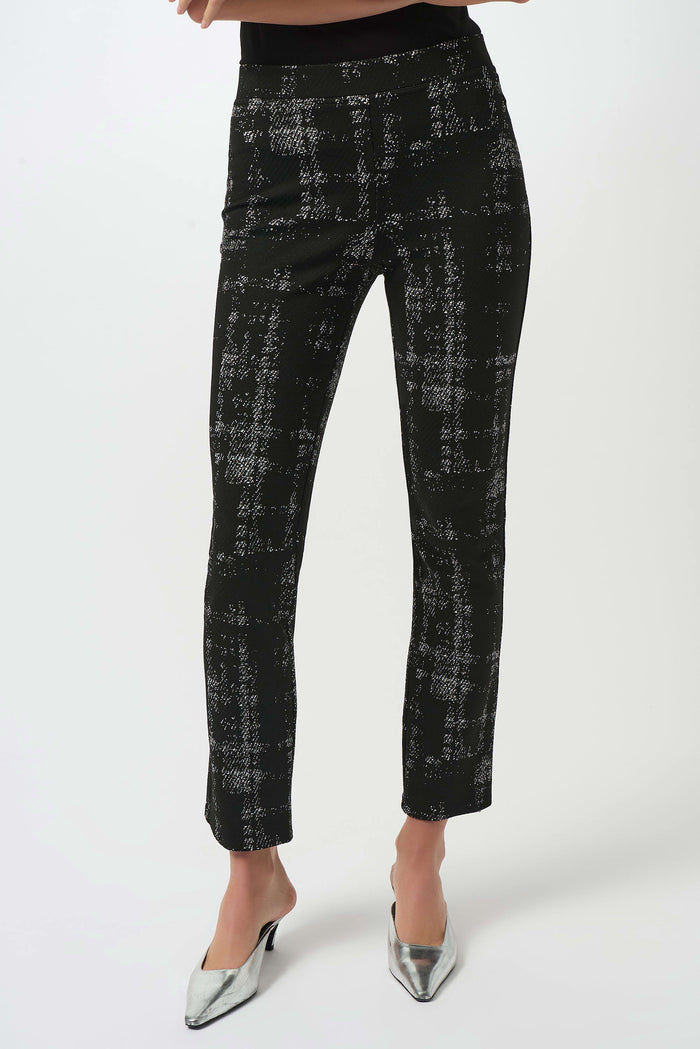 Jacquard Sweater Plaid Print Pull-On Pants