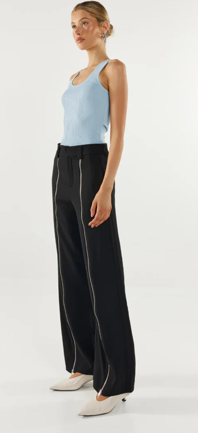 Corey Zip Pants - Black
