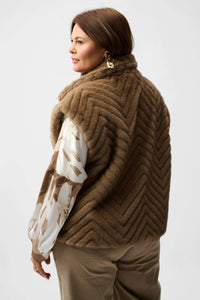 Chevron Faux Fur Mock Neck Vest