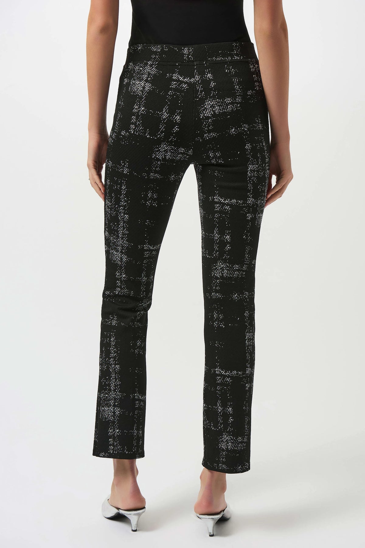 Jacquard Sweater Plaid Print Pull-On Pants