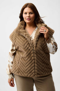 Chevron Faux Fur Mock Neck Vest