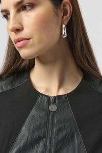 Heavy Knit and Leatherette Fitted Jacket