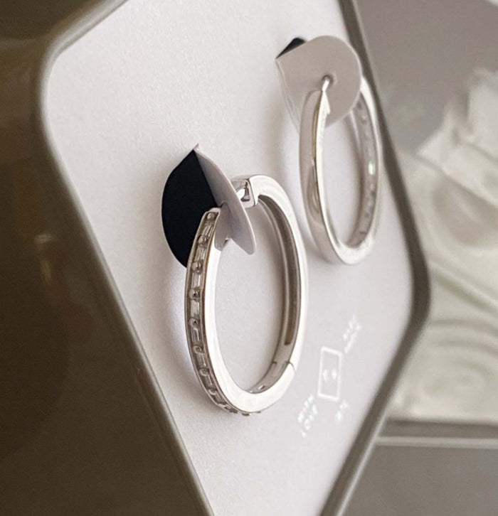 San Dimas 24mm Baguette Encrusted Hoop Earrings