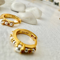 Phaedra Pearl Hoop Earrings In Gold Plated Sterling Silver