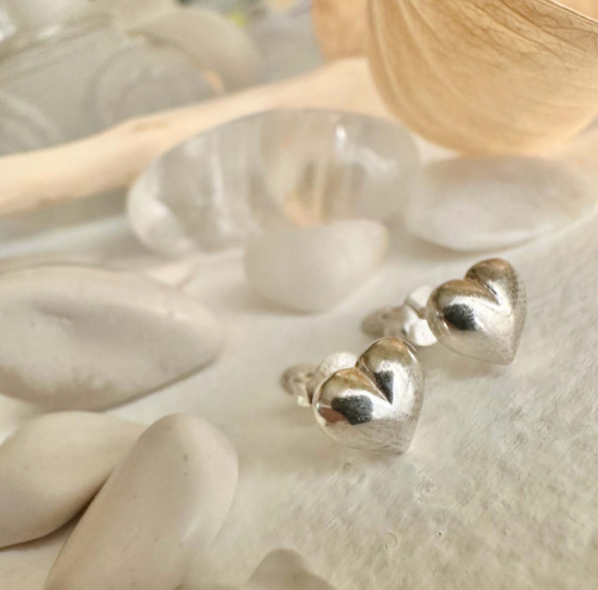 Puff Love Puffed Heart Stud Earrings