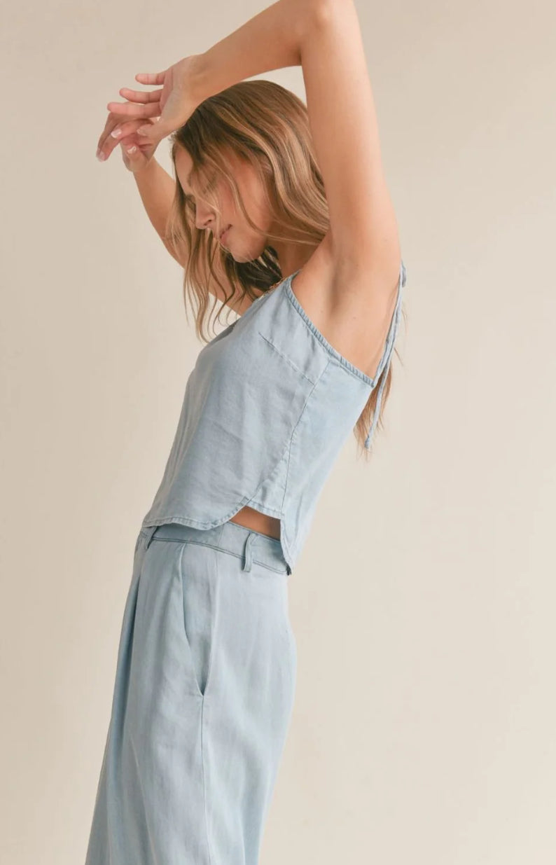 Soft Breeze Chambray Tie Tank
