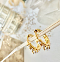 Phaedra Pearl Hoop Earrings In Gold Plated Sterling Silver