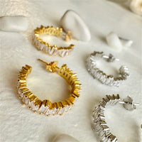 Athabasca- Jagged Baguette Hoop Earrings