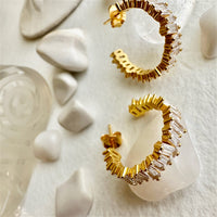 Athabasca- Jagged Baguette Hoop Earrings