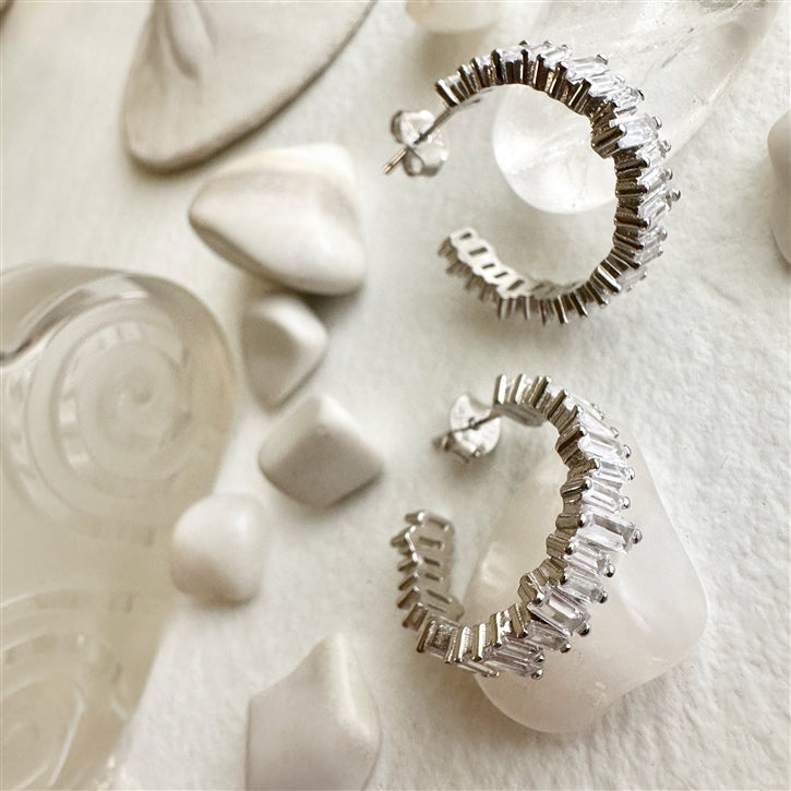 Athabasca- Jagged Baguette Hoop Earrings