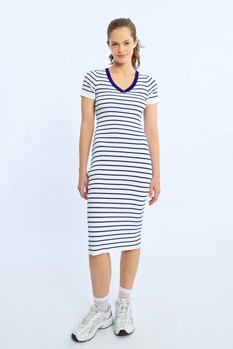 Fitted Striped Dress With Open Heart At The Back