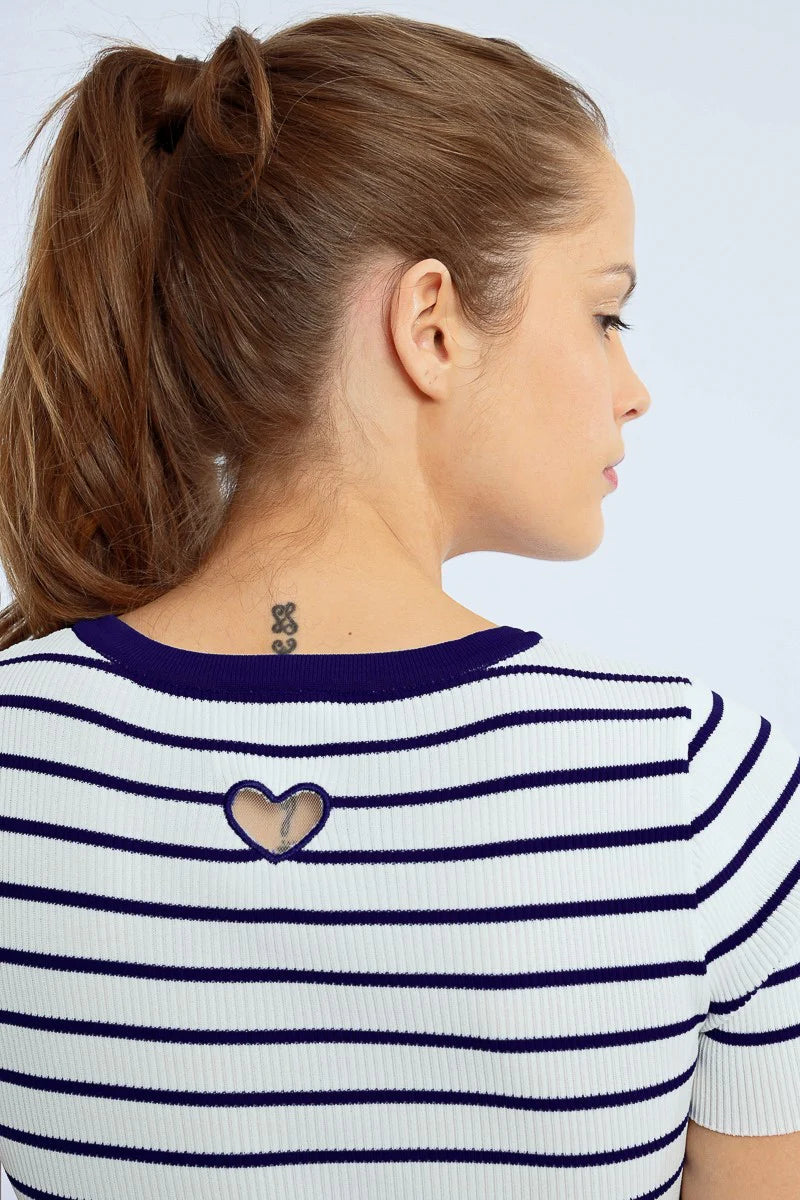 Fitted Striped Dress With Open Heart At The Back