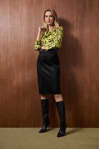 Scuba Suede And Leatherette Pencil Skirt