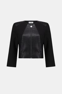Heavy Knit and Leatherette Fitted Jacket