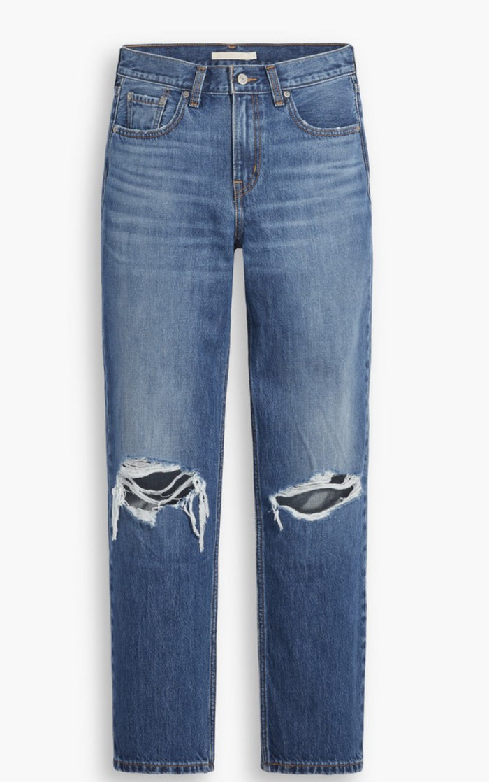 Low Pro Straight Ankle Distressed Jeans- Breathe Out