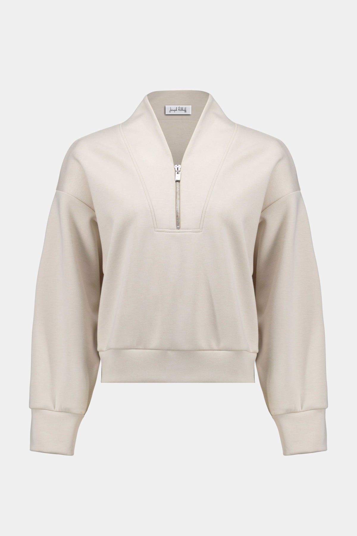 JOSEPH RIBKOFF Scuba Jersey Boxy Sweatshirt With High Collar and Front Zipper