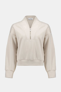JOSEPH RIBKOFF Scuba Jersey Boxy Sweatshirt With High Collar and Front Zipper