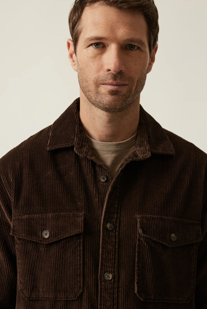 Corduroy Overshirt in Chocolate Brown