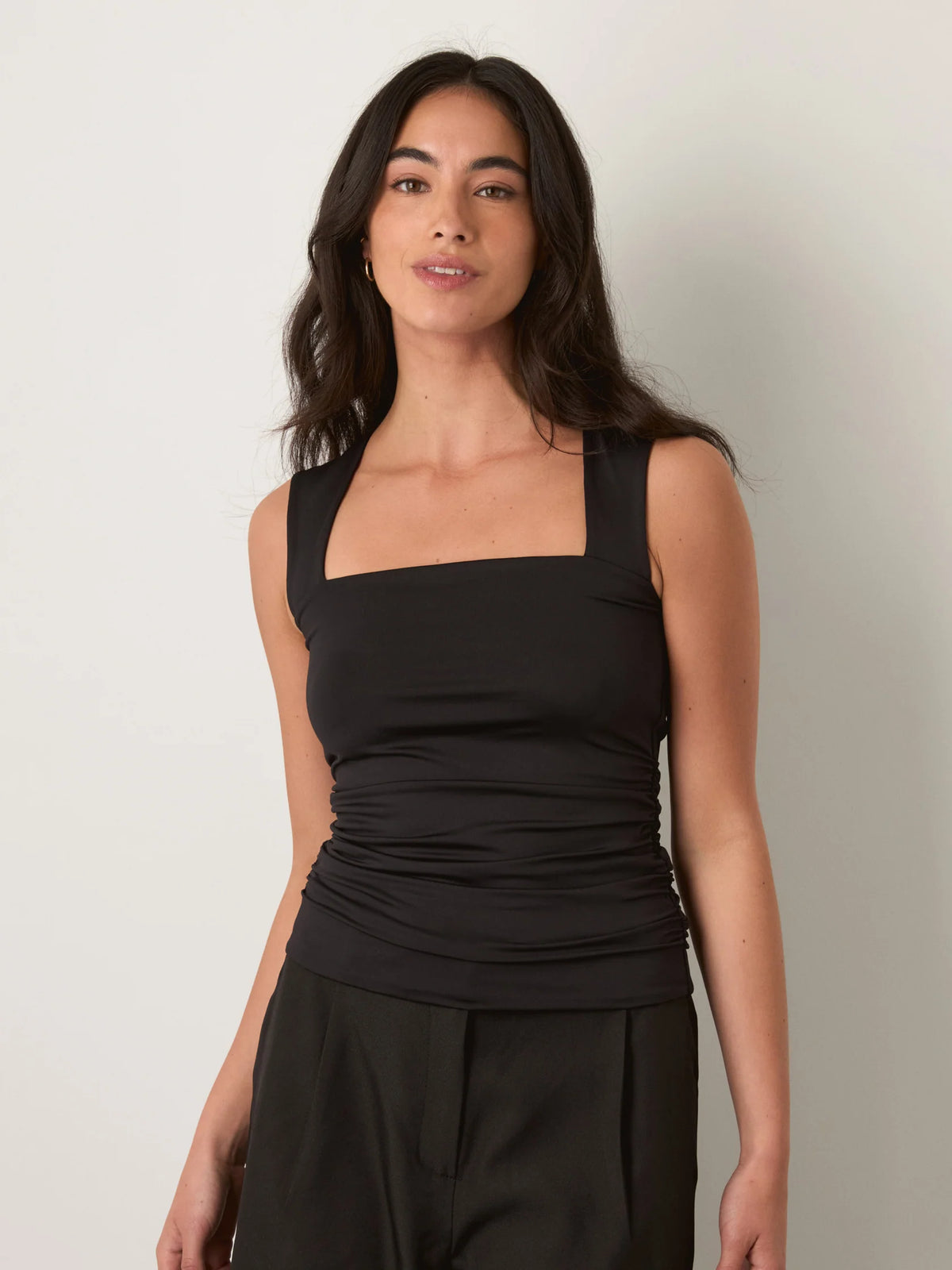 SECOND SKIN - Davinci Square Neck Ruched Top - Black
