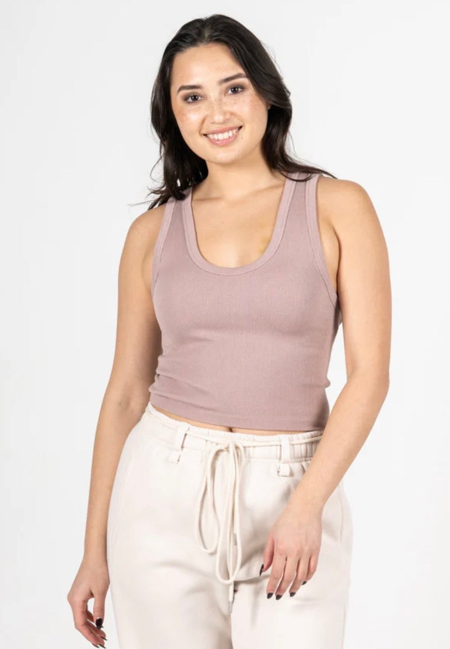 C’EST MOI Bamboo Rib Deep Scoop Neck Tank