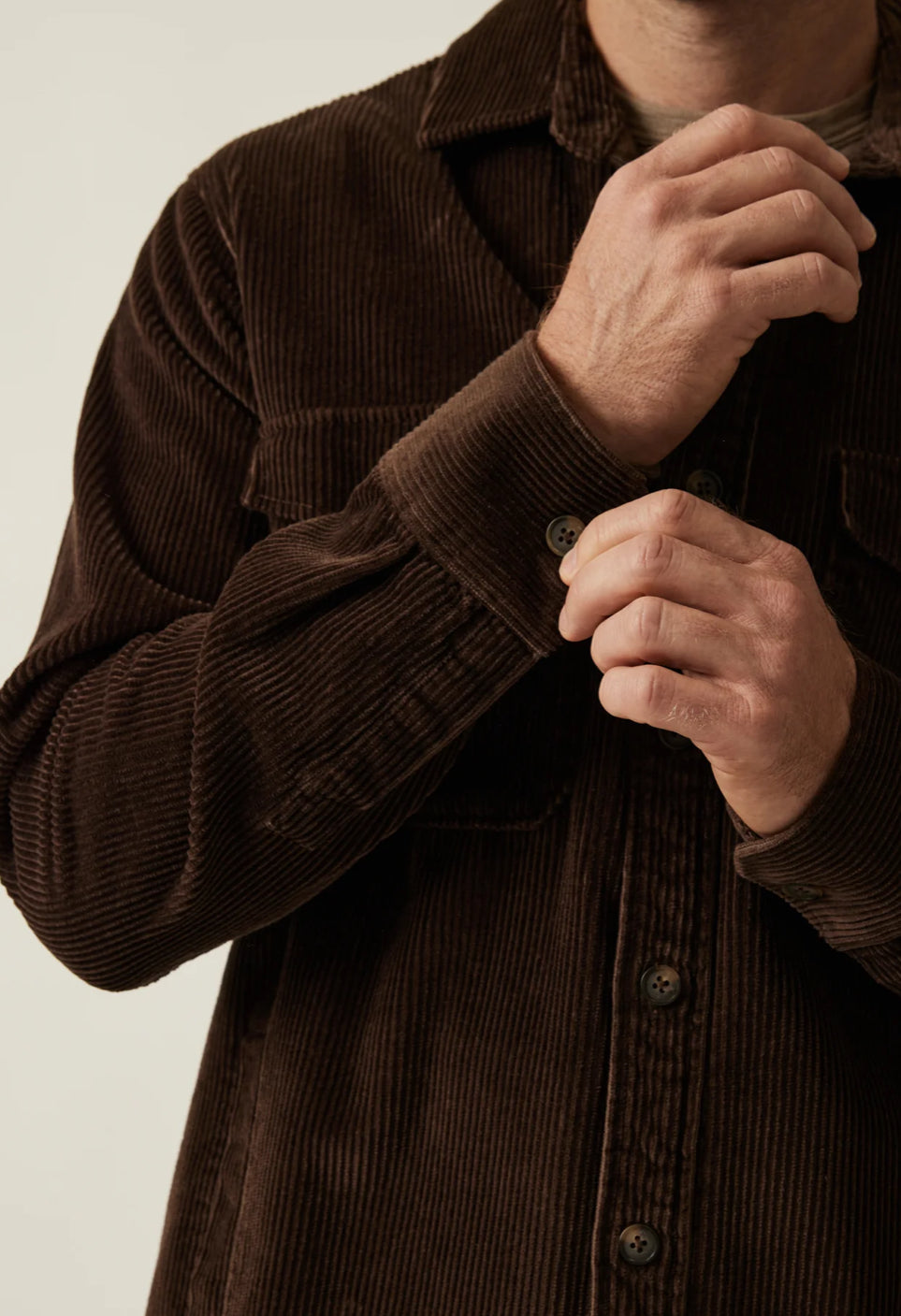 Corduroy Overshirt in Chocolate Brown