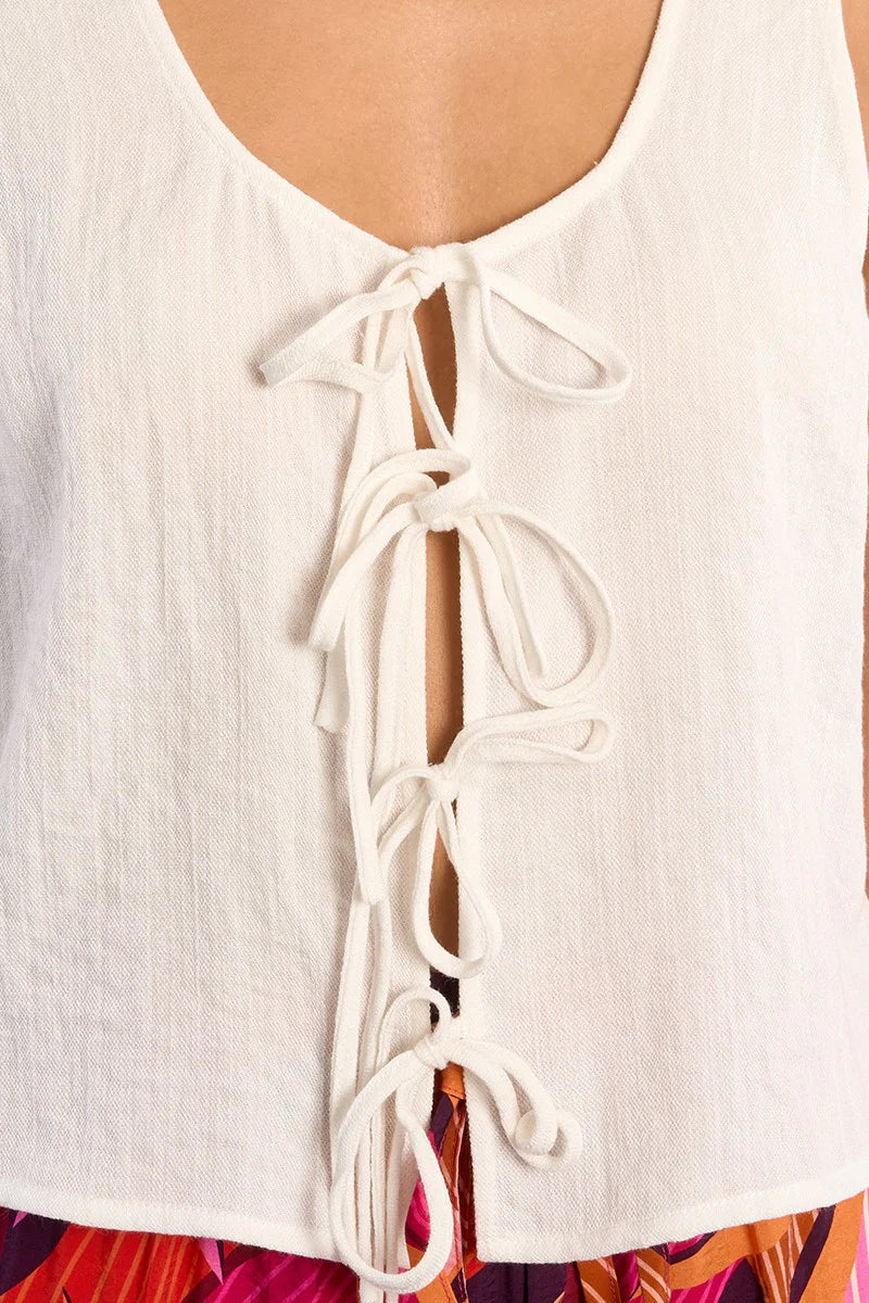 MOLLY BRACKEN Young Ladies Woven Tie Top