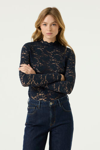 Navy lace long sleeve