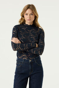 Navy lace long sleeve