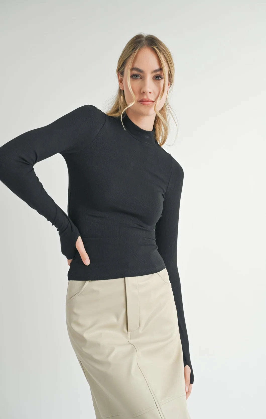 Ronan Mock Neck Top With Thumbhole