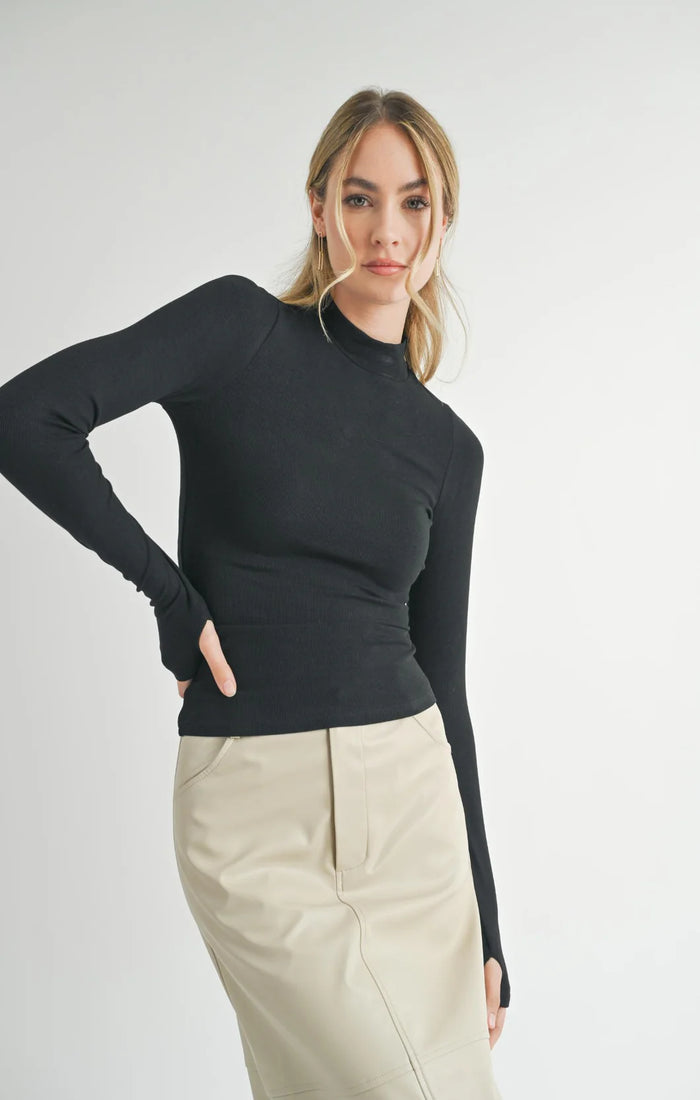 Ronan Mock Neck Top With Thumbhole