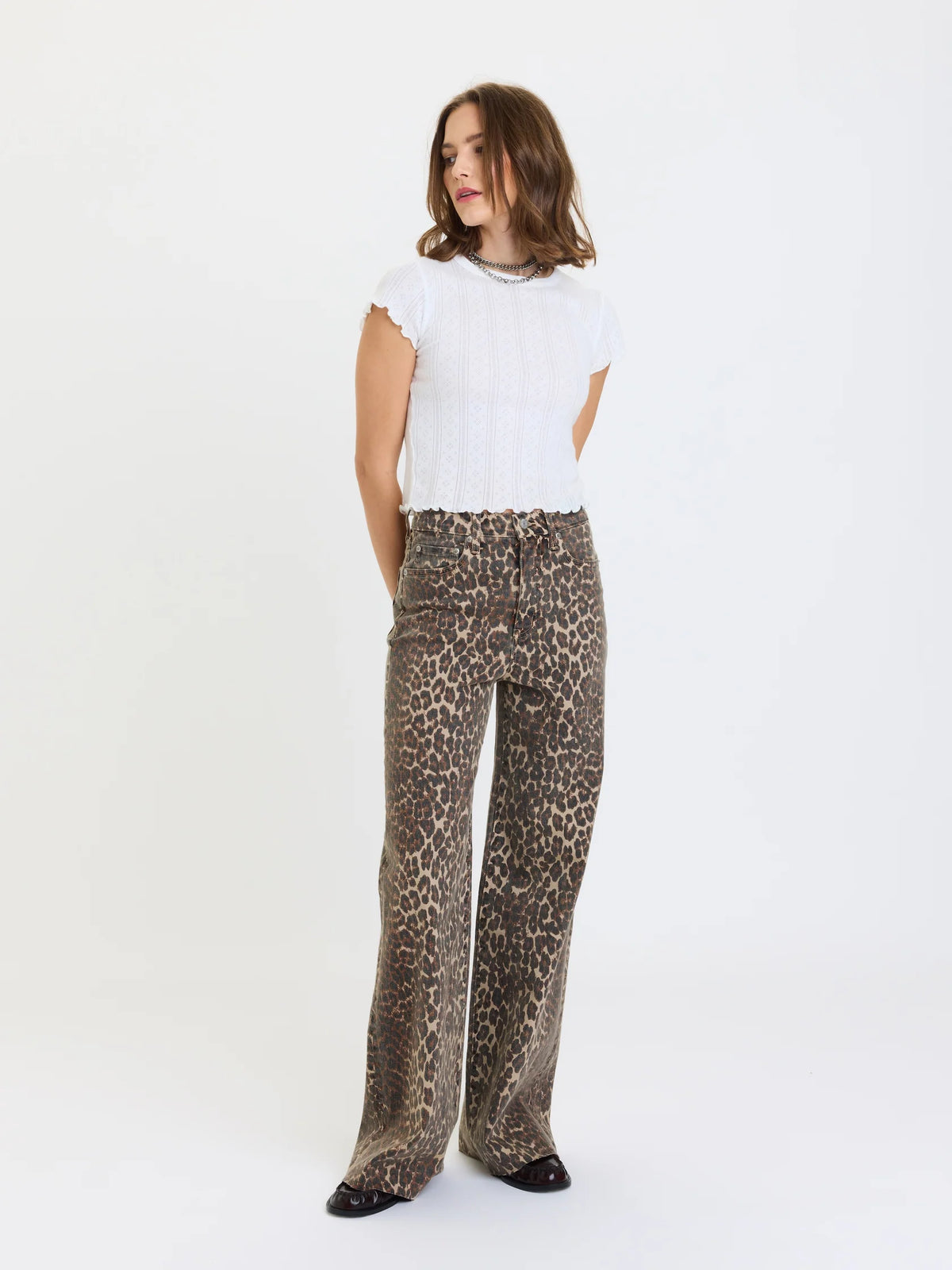 DAZE Far Out High Waisted Wide Leg - Cool Cat