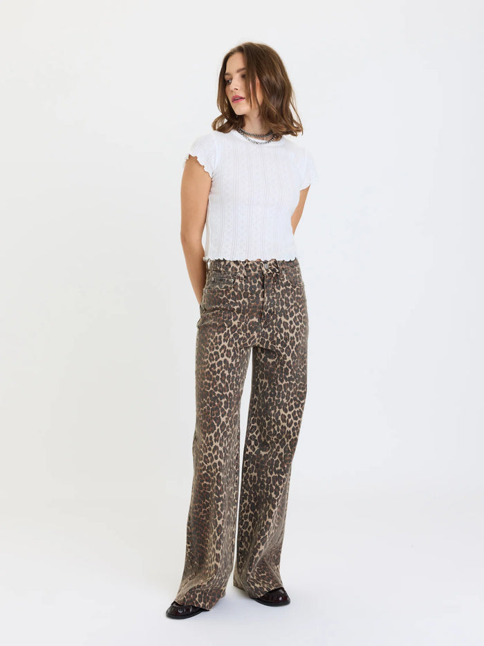 DAZE Far Out High Waisted Wide Leg - Cool Cat