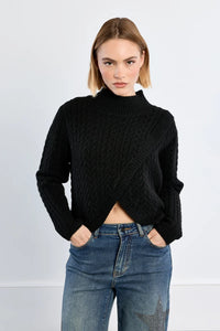 MOLLY BRACKEN - Cable Knit Sweater - Black