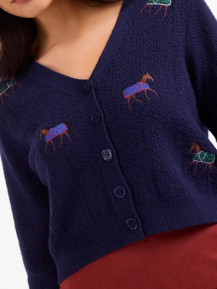 SADIE AND SAGE Esme Embroidered Horse Cardigan