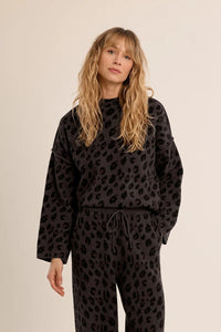 MOLLY BRACKEN - Ladies Knitted Sweater - Dark Grey Leopard