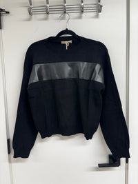 ASTRID Black Sweater with Leather Accents