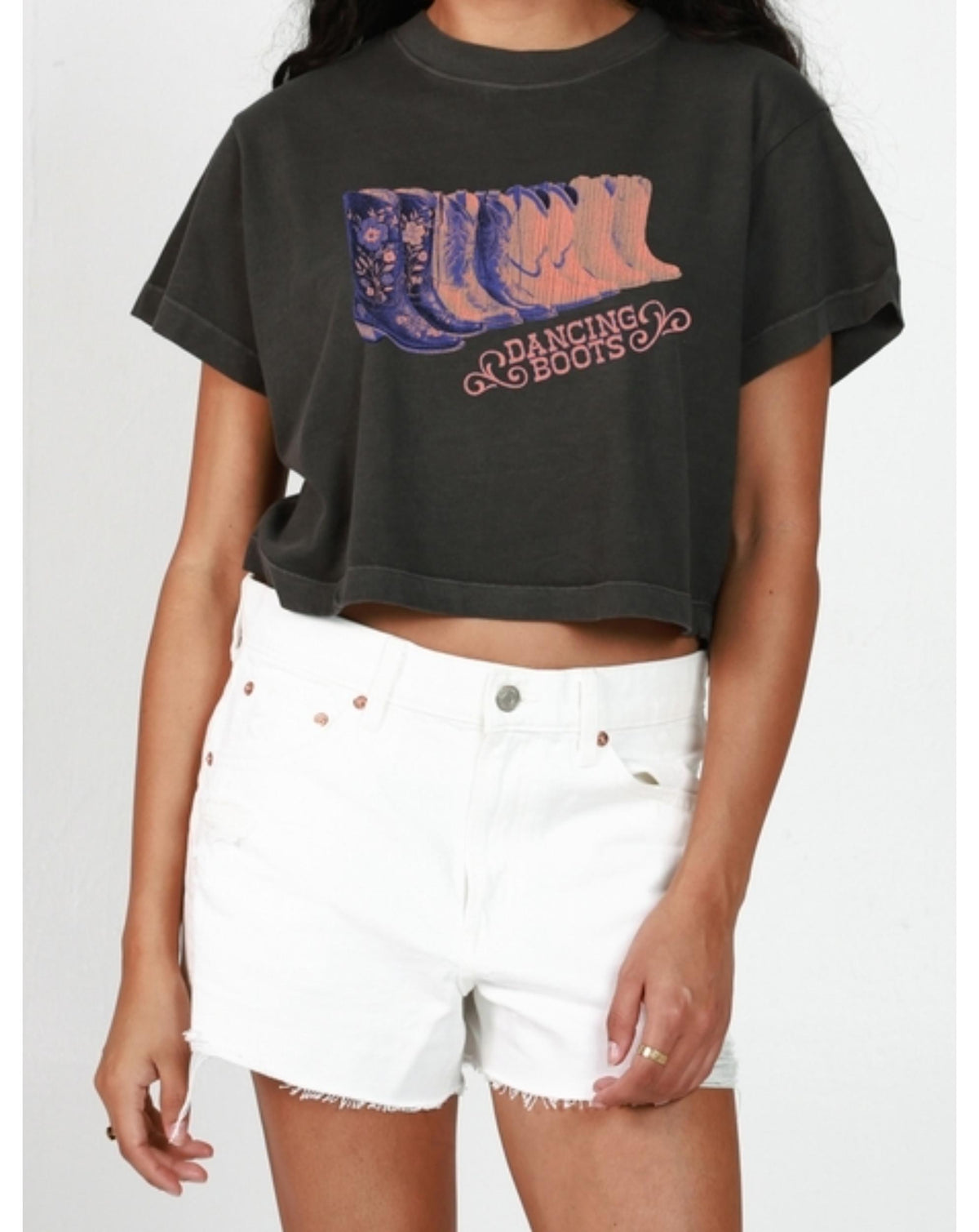 GIRL DANGEROUS Dancing Boots Crop Boyfriend Tee