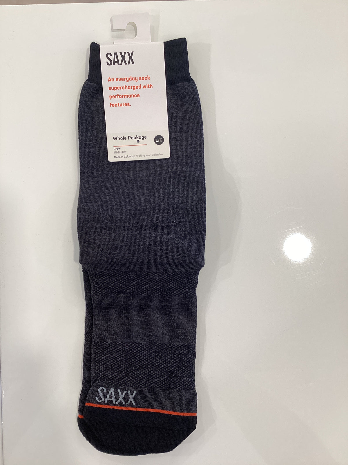 Whole Package Crew Sock - Black Heather Size L