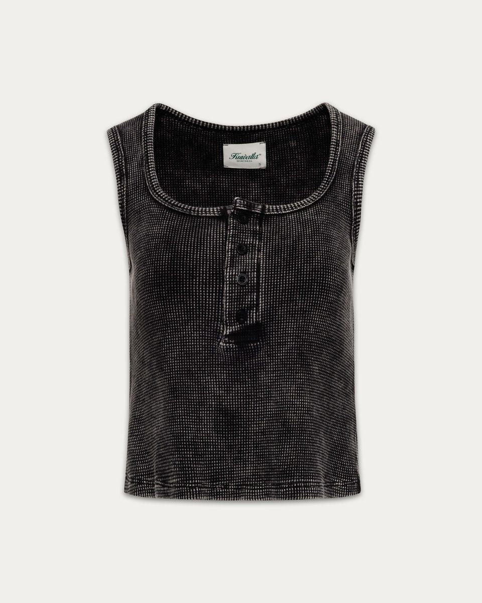 KUWALLA - Serena Waffle Henley and Tyla Waffle Short - Washed Black