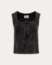 KUWALLA - Serena Waffle Henley and Tyla Waffle Short - Washed Black