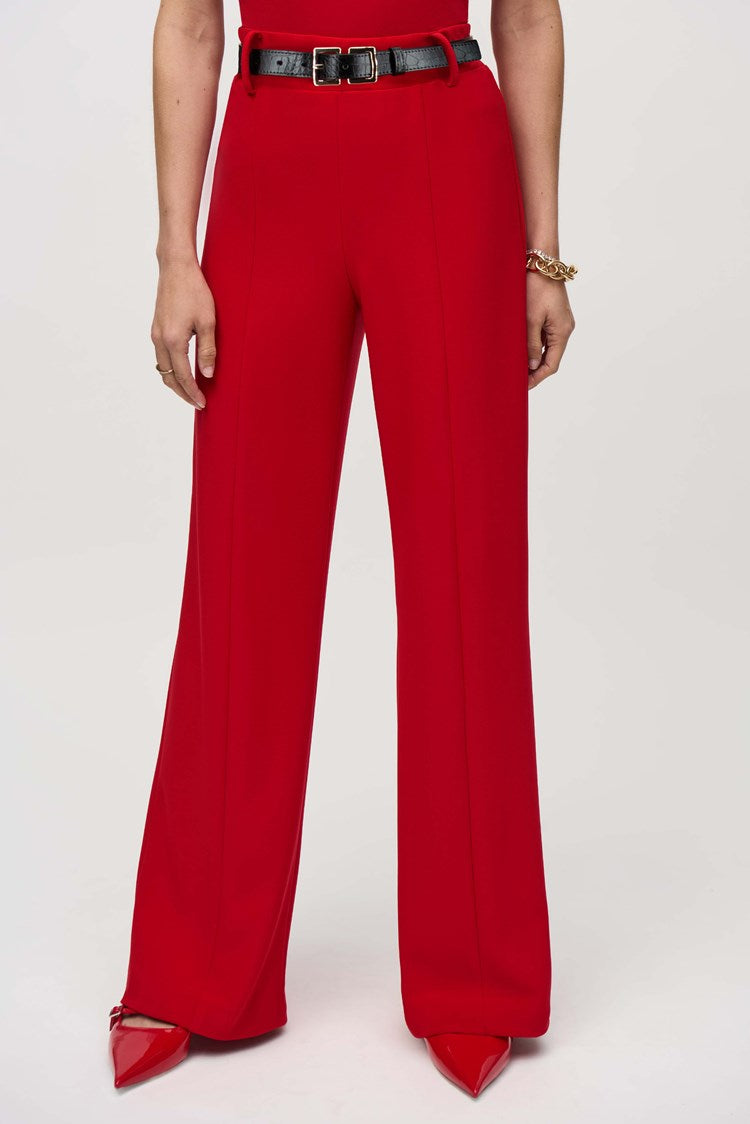 Silky Knit Belted Wide-Leg Pants