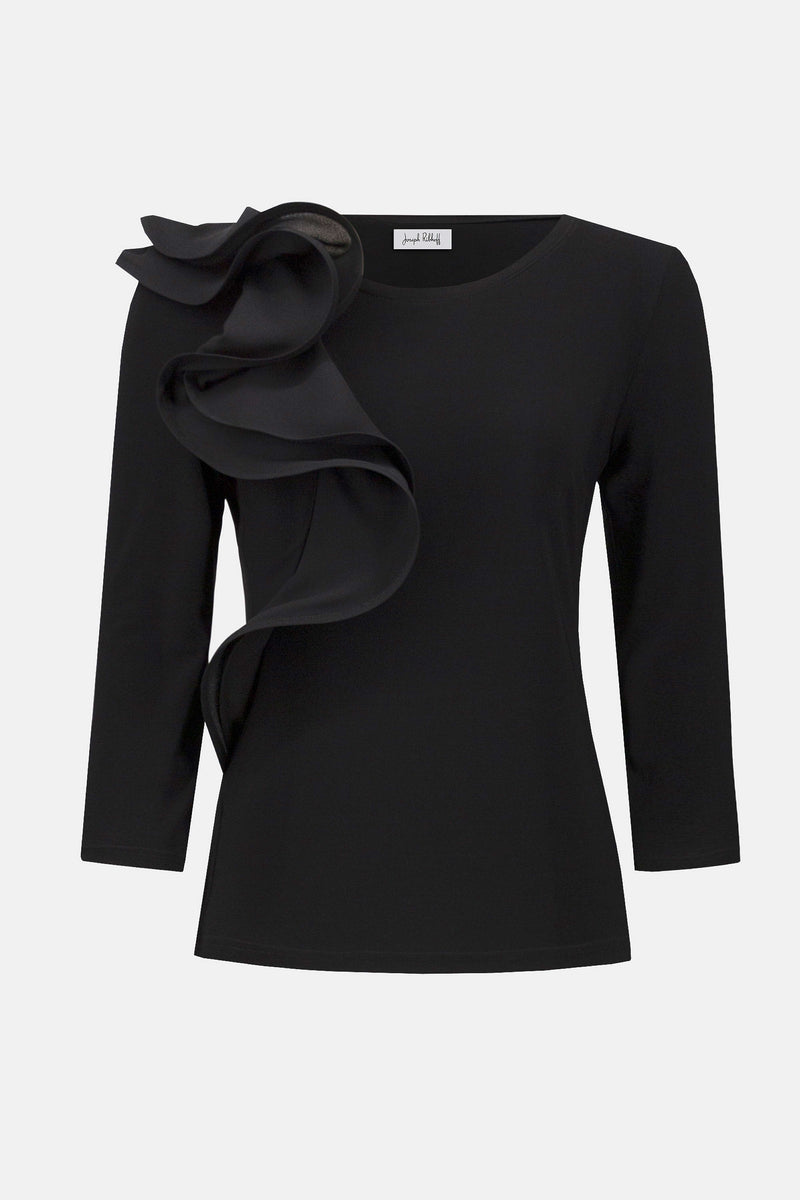Silky Knit Fitted Ruffled Top
