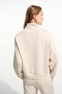 JOSEPH RIBKOFF Scuba Jersey Boxy Sweatshirt With High Collar and Front Zipper