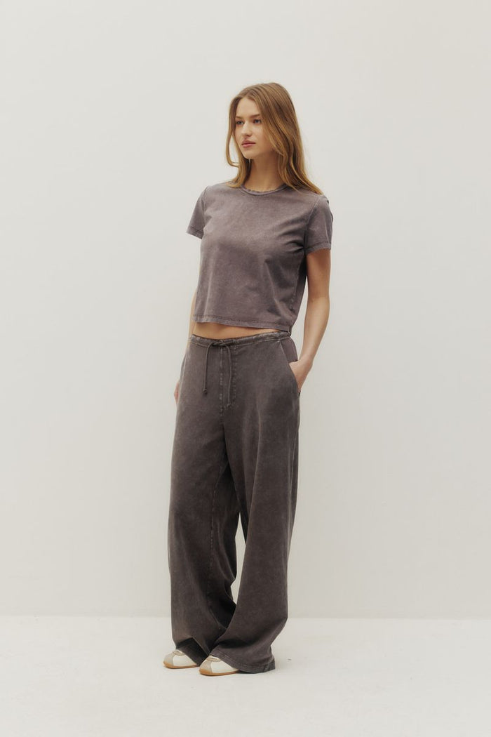 KUWALLA - Evelyn Perfect Tee and Paris Relax Lounge Pant Set - Washed Charcoal