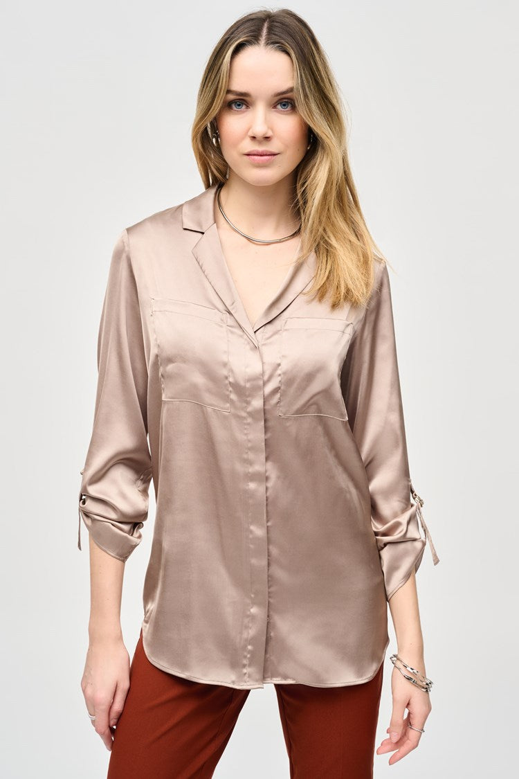 Satin Button-Down Blouse