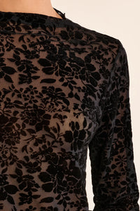 MOLLY BRACKEN Semi-Transparent Top with Stand-up Collar