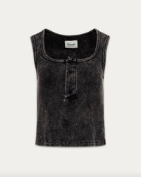 KUWALLA Serena Waffle Henley - Washed Black - Top Only
