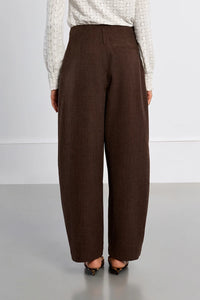 MOLLY BRACKEN Pleated Barrel Trousers - Brown